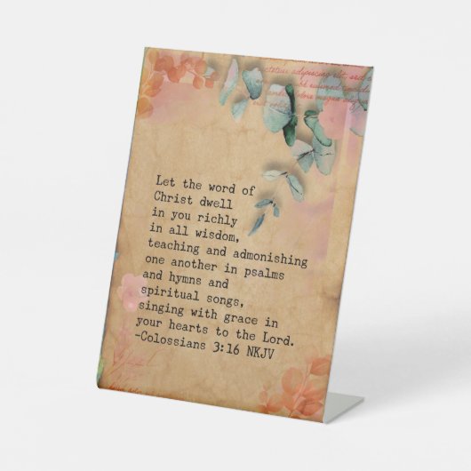 Kolossians 3:16 NKJ Bible Verse Image Sockelschild (Vorderseite)