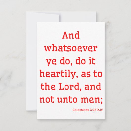 Kolossians 3:23 KJV Bible Verse Gruß Karte (Vorderseite)