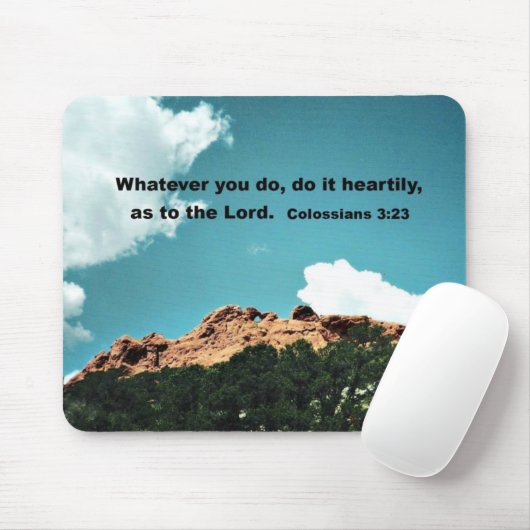 Kolossians 3:23 Was immer du tust, tu es heartily. Mousepad (Mit Mouse)