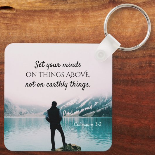 Kolossisten 3:2 Set deinen Verstand auf Dinge oben Schlüsselanhänger (Rückseite)