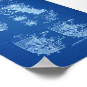 Kolt 1911 Feuerwaffenpatent - Blueprint Poster (Ecke)