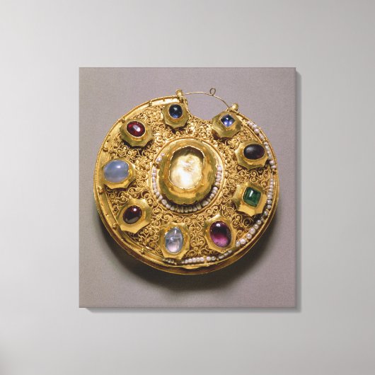 Kolt Medaillon, goldenes Set mit Perlen und Leinwanddruck (Vorderseite)