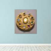 Kolt Medaillon, goldenes Set mit Perlen und Leinwanddruck (Insitu (Holzboden))