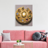 Kolt Medaillon, goldenes Set mit Perlen und Leinwanddruck (Insitu (Wohnzimmer))