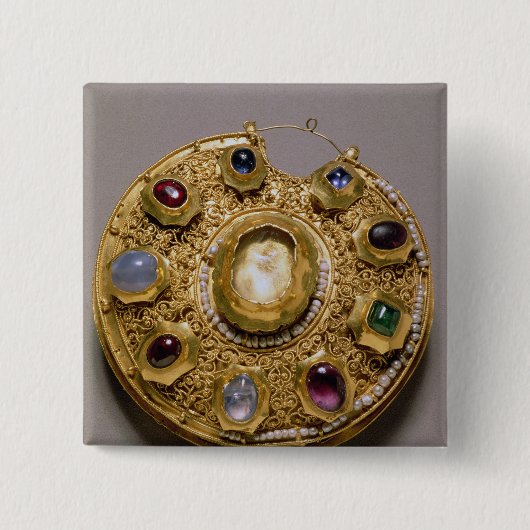 Kolt Medaillon, GoldSet mit Perlen und Button (Vorderseite)