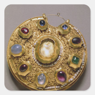 Kolt Medaillon, GoldSet mit Perlen und Quadratischer Aufkleber