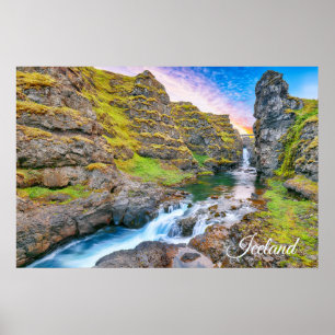 Kolufossar-Wasserfälle, Island Poster