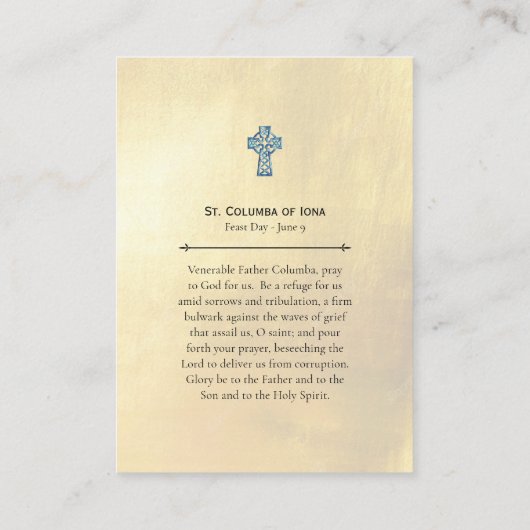 Kolumba von Iona Orthodoxe Christliche Gebetskarte Platzkarte (Rückseite)