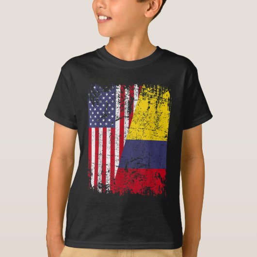 KOLUMBIAN ROOTS Halbe amerikanische Flagge KOLUMBI T-Shirt (Vorderseite)