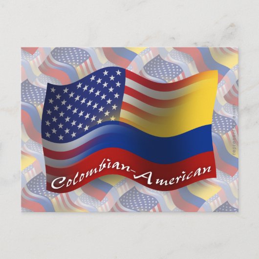 kolumbianisch-amerikanische Wave Flag Postkarte (Vorderseite)