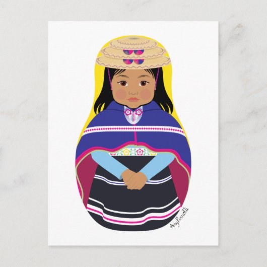 Kolumbianisch, Misak oder Guambiana Matryoshka Pos Postkarte (Vorderseite)