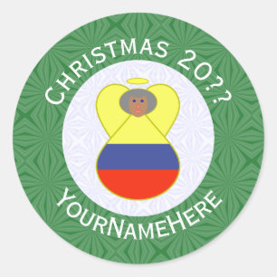 Kolumbianische Abuelita Angel zu Weihnachten Runder Aufkleber