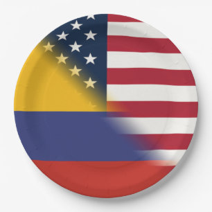 kolumbianische amerikanische Flagge Hälfte Kolum Pappteller