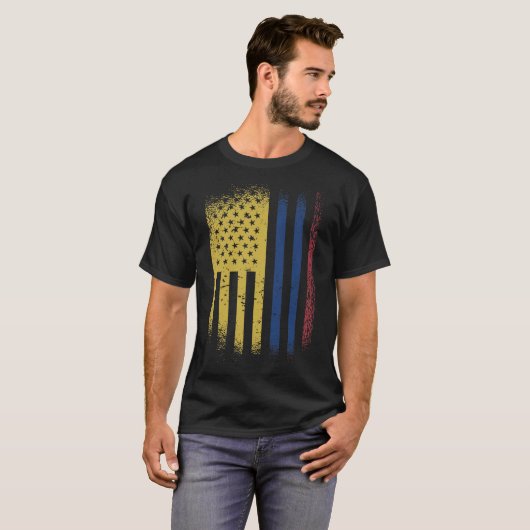 Kolumbianische amerikanische Flagge USA Kolumbien T-Shirt (Vorne ganz)