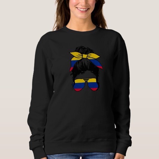 Kolumbianische Fahne Pride Girl Hispanic Sweatshirt (Vorderseite)