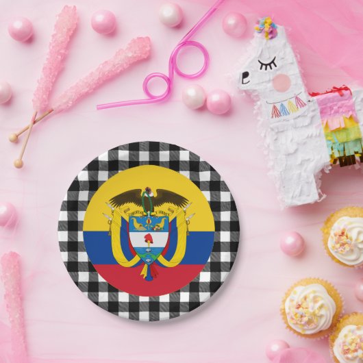 kolumbianische Flagge, Büffel kariert und kolumbia Pappteller (Party)