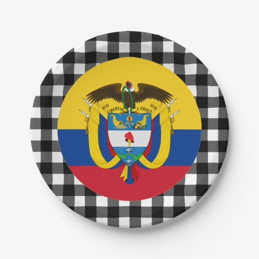 kolumbianische Flagge, Büffel kariert und kolumbia Pappteller (Vorderseite)