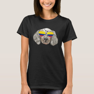 Kolumbianische Flagge English Setter Hund Kolumbie T-Shirt