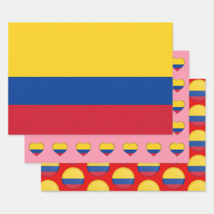 kolumbianische Flagge, Herz und kolumbianische Mod Geschenkpapier Set