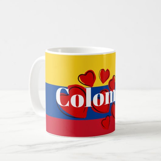 Kolumbianische Flagge Kaffeetasse (Vorderseite Links)