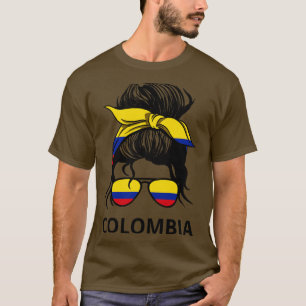 Kolumbianische Flagge kolumbianische Frau mit Mess T-Shirt