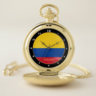 kolumbianische Flagge und trendige kolumbianische  Taschenuhr