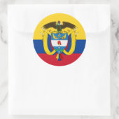 kolumbianische Flagge und Wappen, Flagge Kolumbien Runder Aufkleber (Tasche)