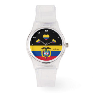 Kolumbianische Flaggenwache, Herz, Kolumbien/Sport Armbanduhr