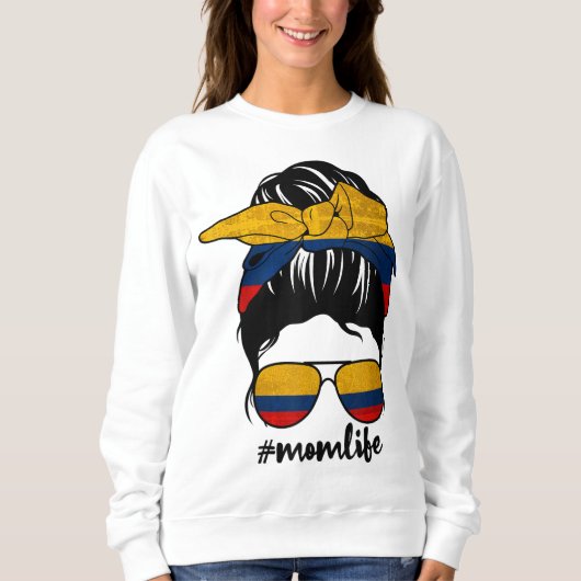 Kolumbianische Mama Messy Bun Colombia Pride Patri Sweatshirt (Vorderseite)