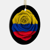Kolumbianische Rosen-Flagge auf Schwarzem Keramik Ornament (Rechts)