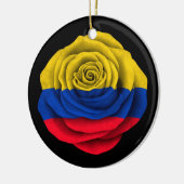 Kolumbianische Rosen-Flagge auf Schwarzem Keramik Ornament (Links)