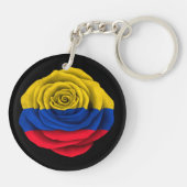Kolumbianische Rosen-Flagge auf Schwarzem Schlüsselanhänger (Rückseite)