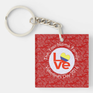 Kolumbianische rote LOVE-Flagge personalisiert Schlüsselanhänger