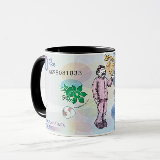 Kolumbianischer Cartoon Kaffee Tasse 50.000 Pesos (Vorderseite Links)