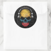 Kolumbianischer Dj-Schädel mit Kopfhörern Runder Aufkleber (Tasche)