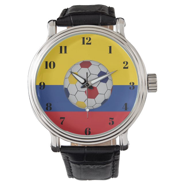 Kolumbianischer Fußball Armbanduhr (Vorderseite)