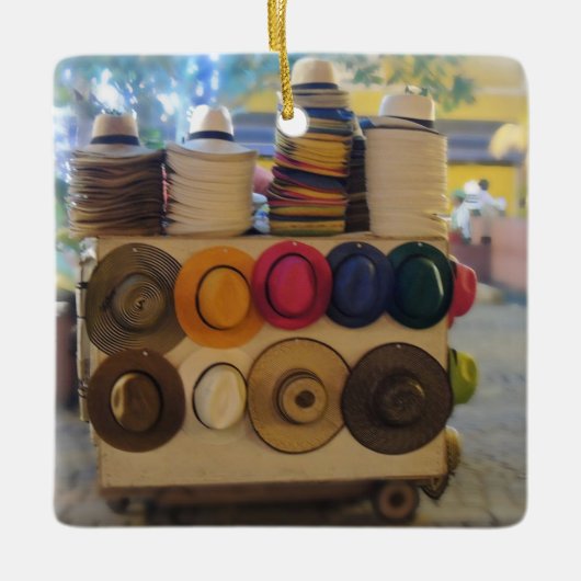 Kolumbianisches Hut-Geschäft im Park Keramikornament (Vorderseite)
