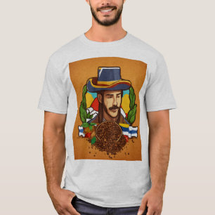 Kolumbianisches Kaffee-Erbe: Farbige Cartoon-Gesta T-Shirt