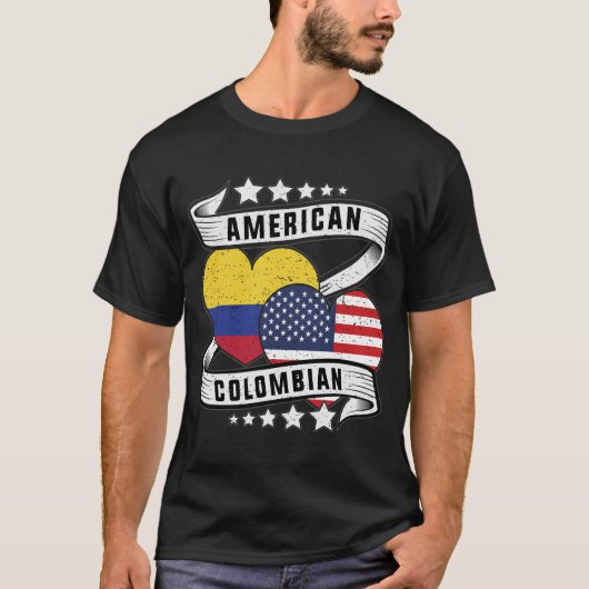 kolumbianisches Shirt unter amerikanischer Flagge (Vorderseite)