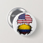 Kolumbien - Amerikanische Tree Roots Flag Button (Vorne & Hinten)