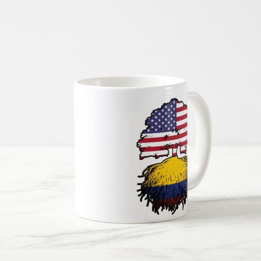 Kolumbien - Amerikanische Tree Roots Flag Kaffeetasse (VorderseiteRechts)