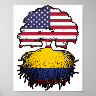Kolumbien - Amerikanische Tree Roots Flag Poster