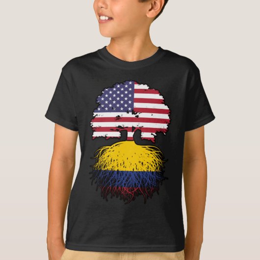 Kolumbien - Amerikanische Tree Roots Flag T-Shirt (Vorderseite)