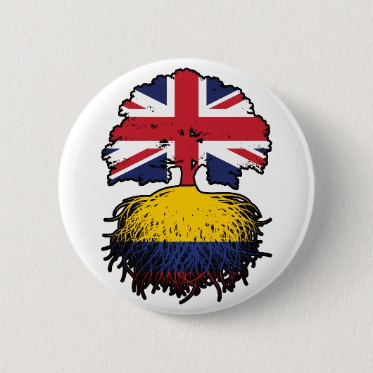Kolumbien Britisch-UK Tree Roots Flag Button (Vorderseite)