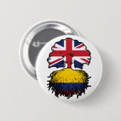 Kolumbien Britisch-UK Tree Roots Flag Button (Vorne & Hinten)
