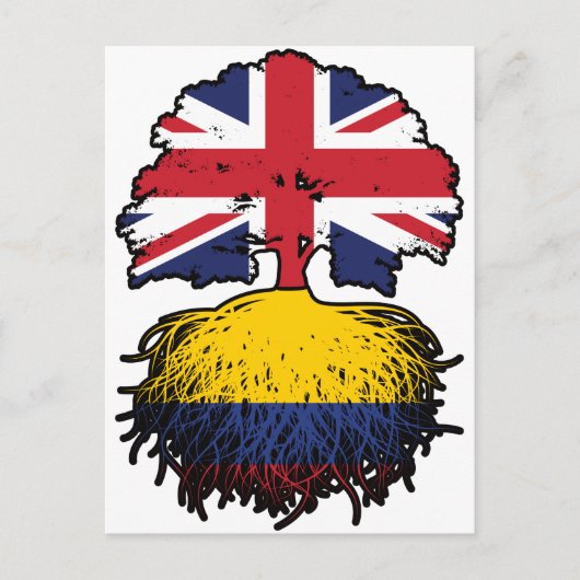 Kolumbien Britisch-UK Tree Roots Flag Postkarte (Vorderseite)