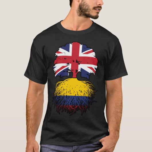 Kolumbien Britisch-UK Tree Roots Flag T-Shirt (Vorderseite)