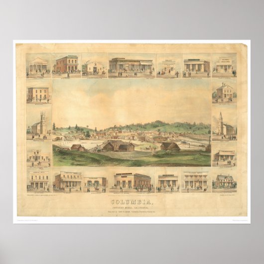Kolumbien, CA. Panoramakarte 1855 (0441A) Poster (Vorne)