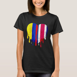 Kolumbien Costa Rica-Flagge Herz Bürger Erwachsen  T-Shirt