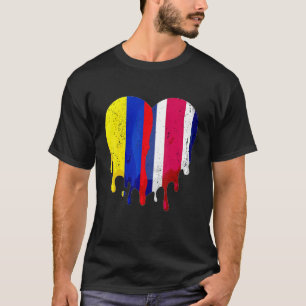 Kolumbien Costa Rica Flagge Herz Bürger Erwachsen T-Shirt